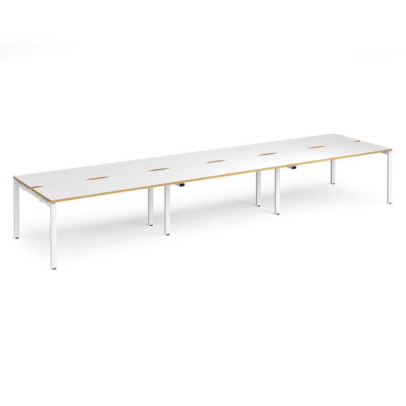 Adapt Triple Back to Back Desks 600mm Deep - White/Oak