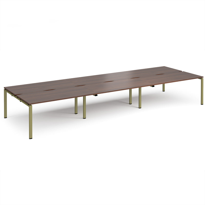 Adapt Triple Back to Back Desks 800mm Deep - Walnut