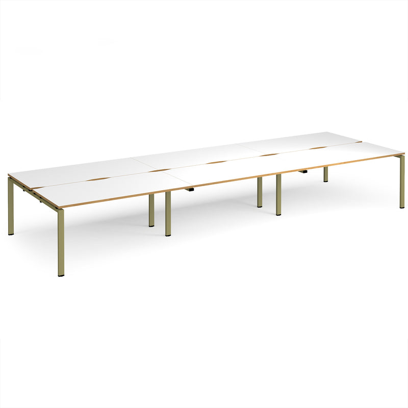 Adapt Triple Back to Back Desks 800mm Deep - White/Oak