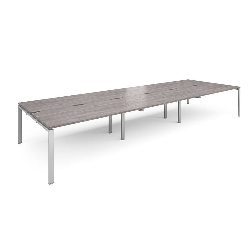 Adapt Triple Back to Back Desks 800mm Deep - Grey Oak