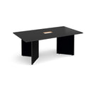 Arrow Head Rectangular Boardroom Table With Central Cut-Out - Black