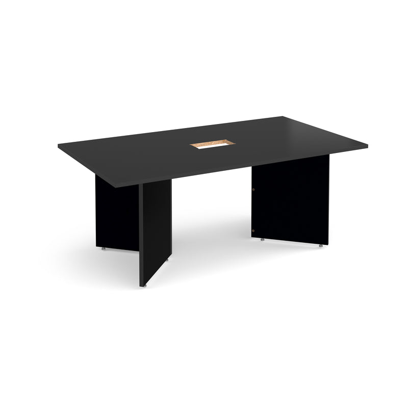 Arrow Head Rectangular Boardroom Table With Central Cut-Out - Black