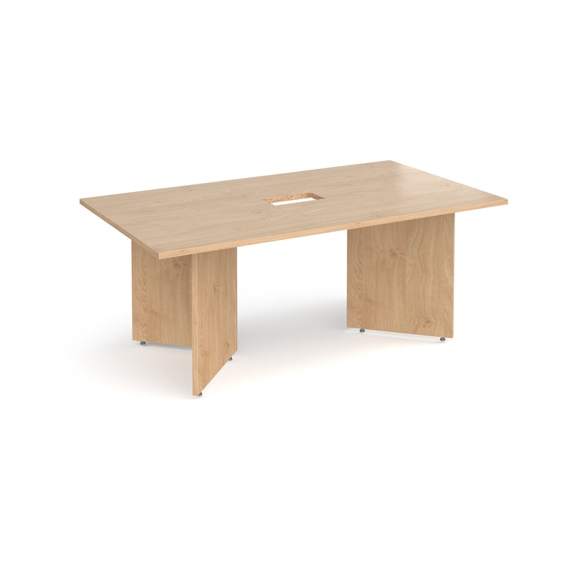 Arrow Head Rectangular Boardroom Table With Central Cut-Out - Kendal Oak