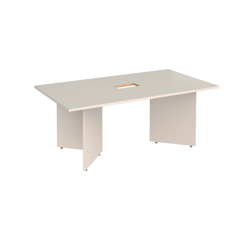 Arrow Head Rectangular Boardroom Table With Central Cut-Out - Light Grey