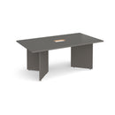 Arrow Head Rectangular Boardroom Table With Central Cut-Out - Onyx Grey