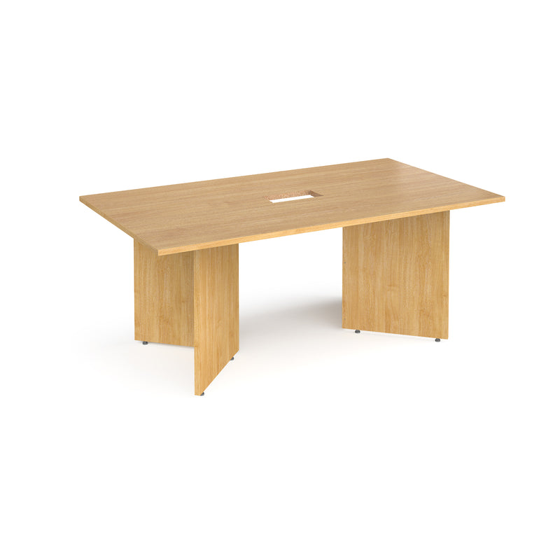 Arrow Head Rectangular Boardroom Table With Central Cut-Out - Oak - NWOF