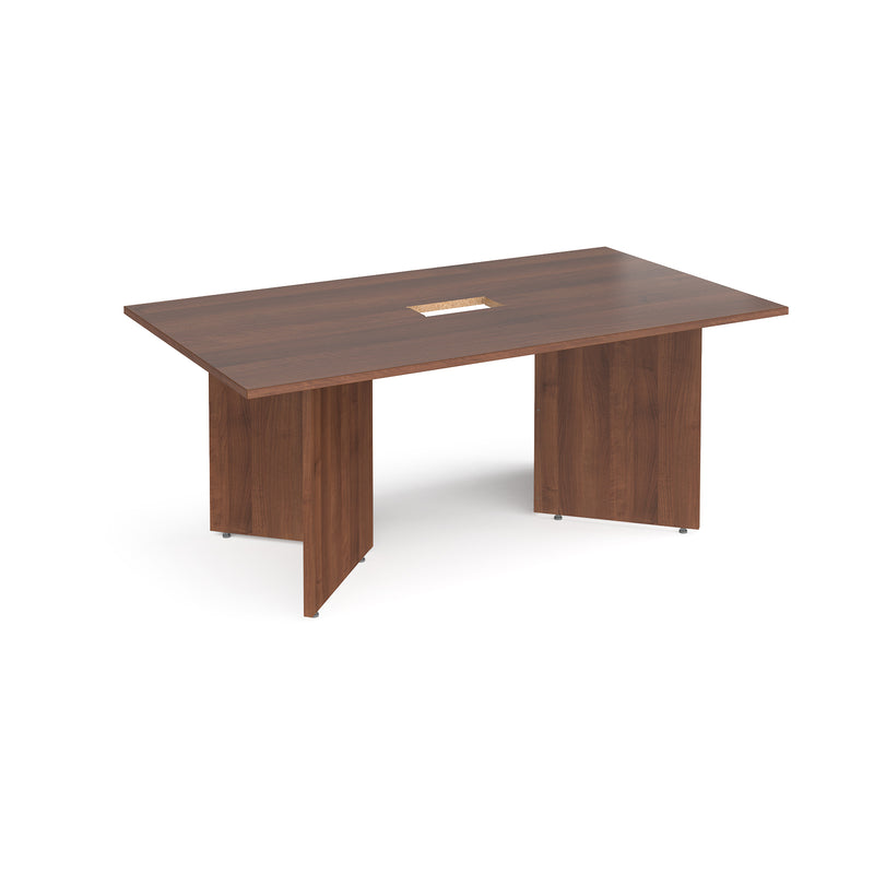 Arrow Head Rectangular Boardroom Table With Central Cut-Out - Walnut - NWOF