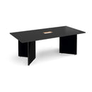 Arrow Head Rectangular Boardroom Table With Central Cut-Out - Black