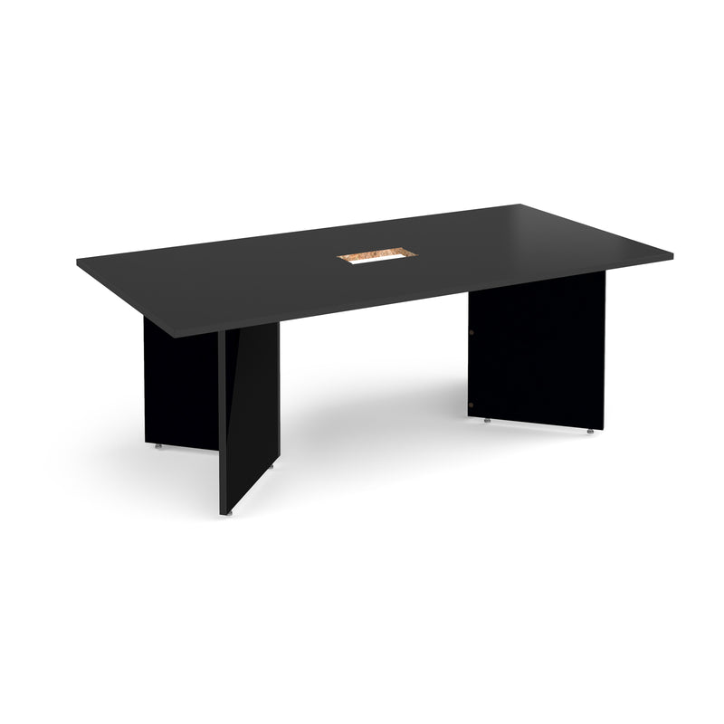 Arrow Head Rectangular Boardroom Table With Central Cut-Out - Black