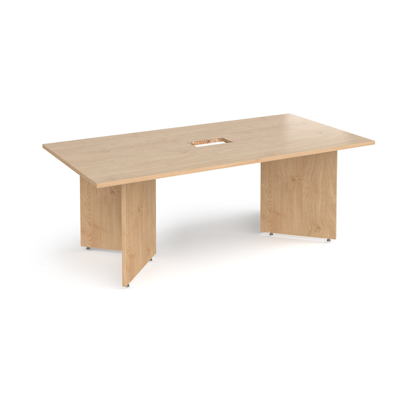 Arrow Head Rectangular Boardroom Table With Central Cut-Out - Kendal Oak