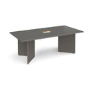 Arrow Head Rectangular Boardroom Table With Central Cut-Out - Onyx Grey