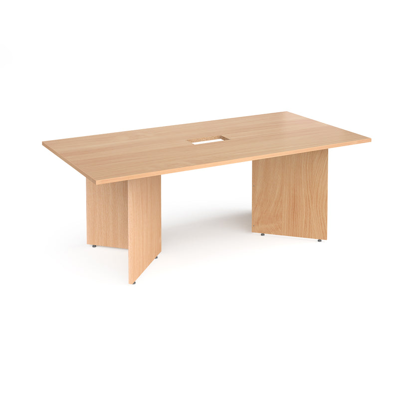 Arrow Head Rectangular Boardroom Table With Central Cut-Out - Beech - NWOF