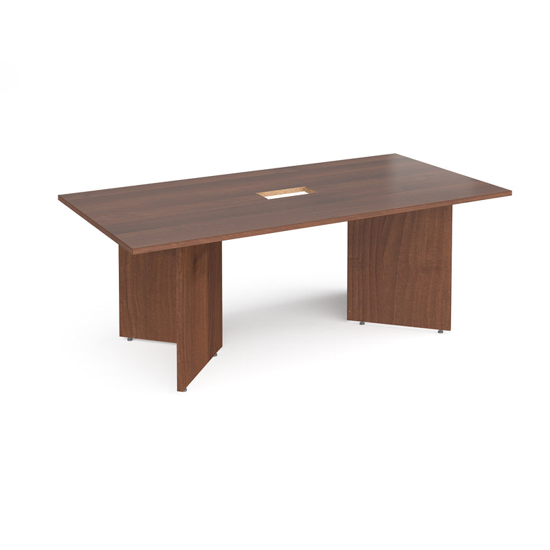 Arrow Head Rectangular Boardroom Table With Central Cut-Out - Walnut - NWOF