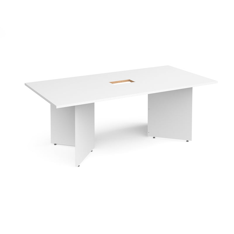 Arrow Head Rectangular Boardroom Table With Central Cut-Out - White - NWOF
