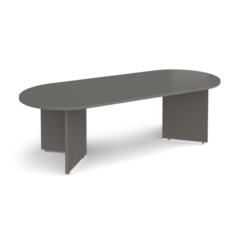Arrow Head Leg Radial End Boardroom Table 2400mm - Onyx Grey