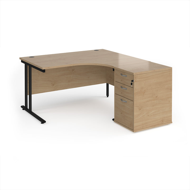 Maestro 25 Ergonomic Desk & Desk High Pedestal Bundle - 1400mm - NWOF