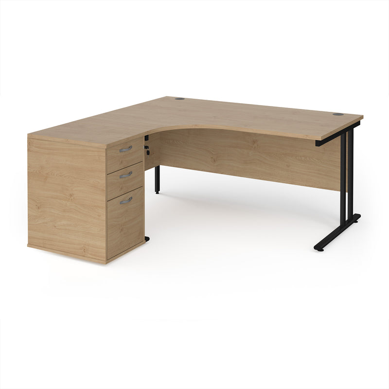 Maestro 25 Ergonomic Desk & Desk High Pedestal Bundle - 1600mm - NWOF
