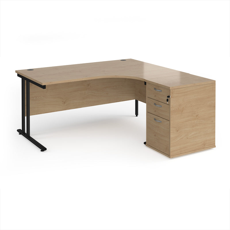 Maestro 25 Ergonomic Desk & Desk High Pedestal Bundle - 1600mm - NWOF