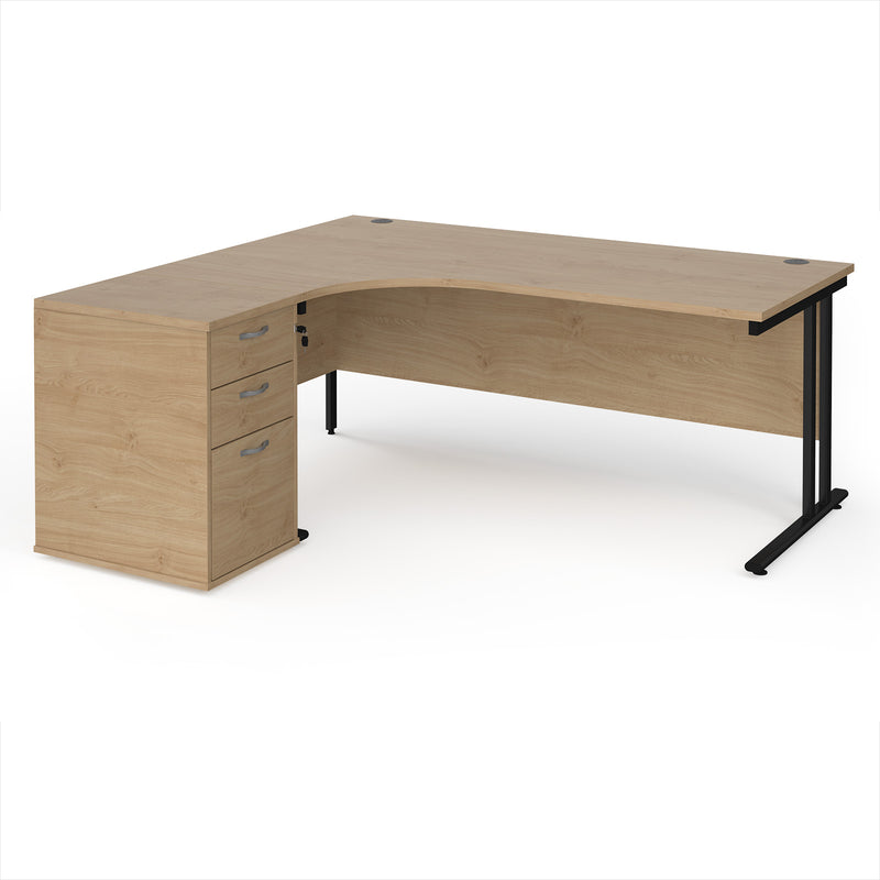 Maestro 25 Ergonomic Desk & Desk High Pedestal Bundle - 1800mm - NWOF
