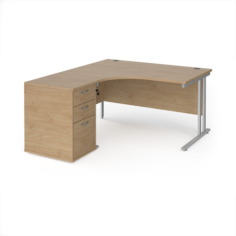 Maestro 25 Ergonomic Desk & Desk High Pedestal Bundle - 1400mm - NWOF