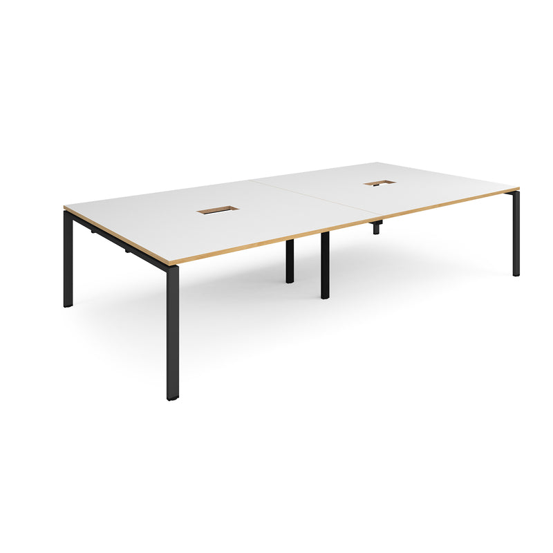 Adapt Rectangular Boardroom Table With 2 Cut-Outs - White/Oak - NWOF