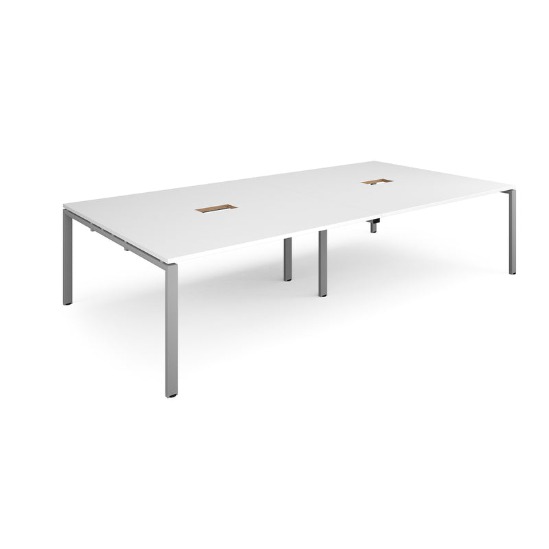 Adapt Rectangular Boardroom Table With 2 Cut-Outs - White - NWOF