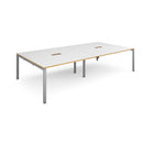 Adapt Rectangular Boardroom Table With 2 Cut-Outs - White/Oak - NWOF