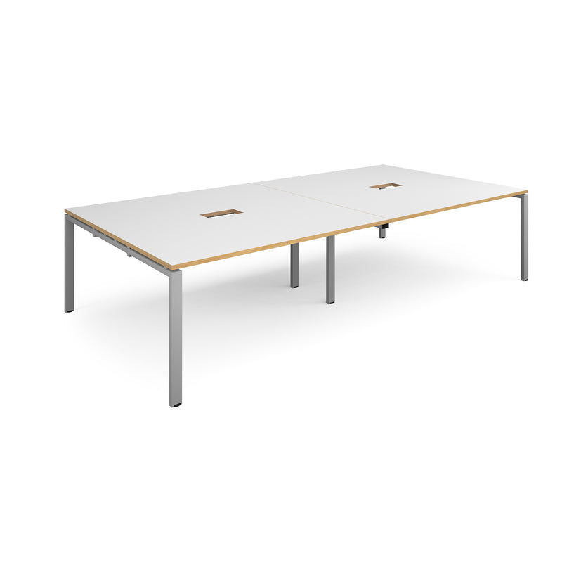 Adapt Rectangular Boardroom Table With 2 Cut-Outs - White/Oak - NWOF