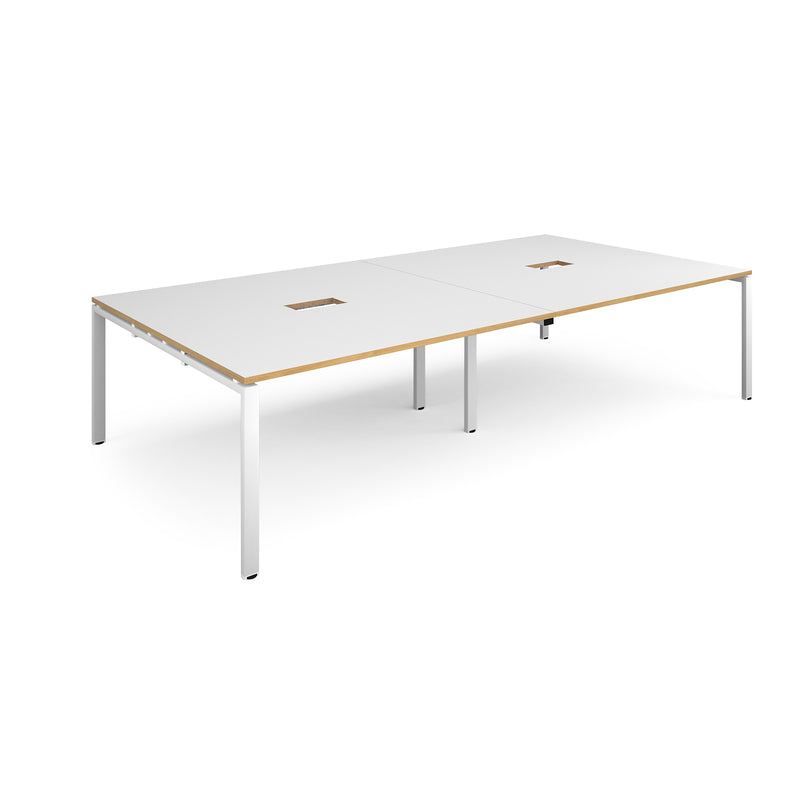 Adapt Rectangular Boardroom Table With 2 Cut-Outs - White/Oak - NWOF