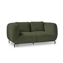 Ebony Dams two-seater sofa chair with plush cushions and sleek black upholstery, perfect for modern living rooms.