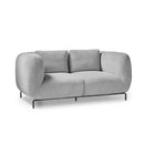 Dams ebony two-seater sofa chair with plush cushions and sleek wooden legs, ideal for modern living room decor.
