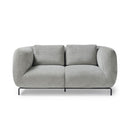 Dams Ebony two-seater sofa chair with dark wood legs and plush cushioned seats, front view highlighting its modern design.