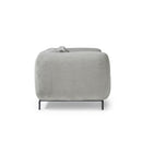 Side view of Dams ebony two-seater sofa chair with sleek design and plush upholstery, perfect for modern living rooms.
