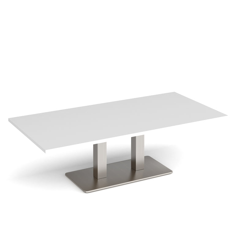 Eros Rectangular Coffee Table With Flat Rectangular Base - White - NWOF