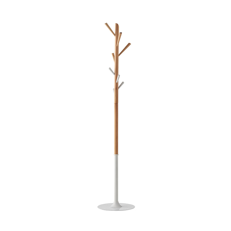 Elara Coat Stand With 8 Coat Hooks - White & Oak