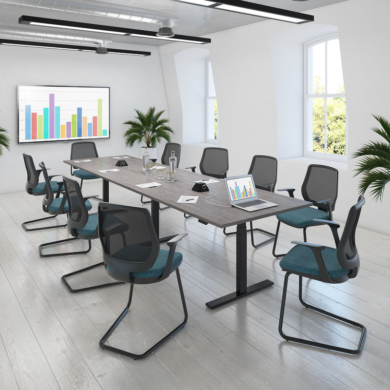 Elev8 Touch Radial End Boardroom Table 2400mm - White - NWOF