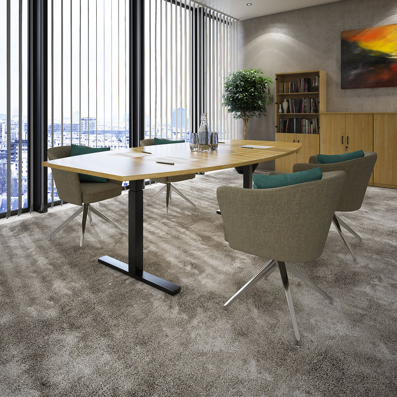 Elev8 Touch Radial End Boardroom Table 2400mm - Grey Oak - NWOF