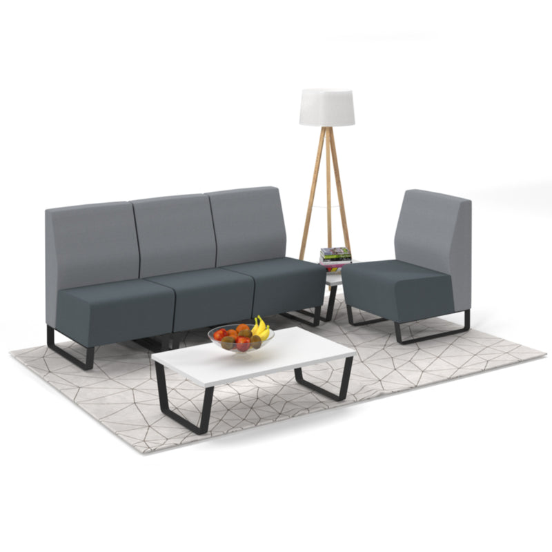 Encore² Modular Single Seater Low Back Sofa With No Arms & Black Sled Frame - NWOF