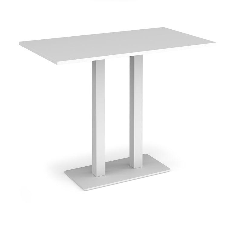 Eros Rectangular Poseur Table With Flat Rectangular Base - White - NWOF