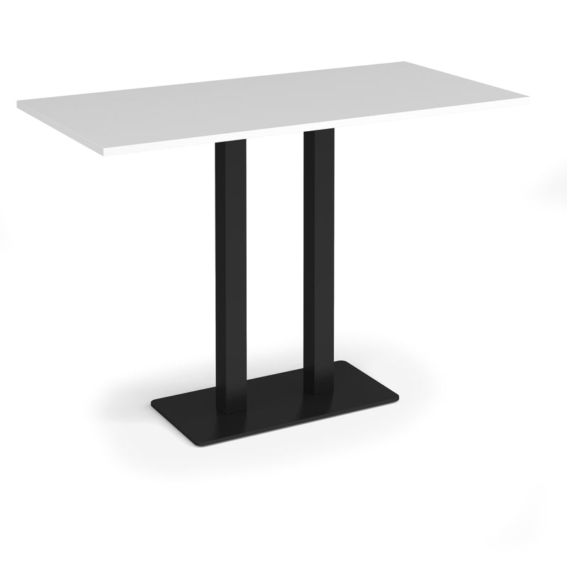 Eros Rectangular Poseur Table With Flat Rectangular Base - White - NWOF