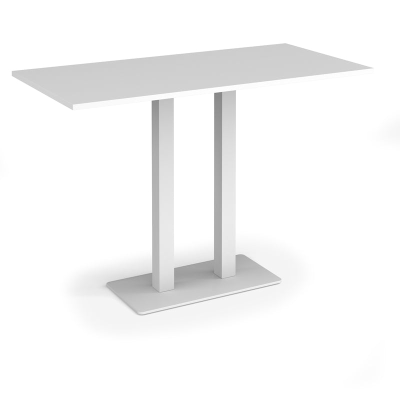 Eros Rectangular Poseur Table With Flat Rectangular Base - White - NWOF