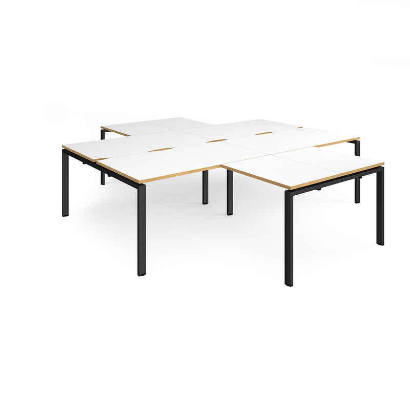 Adapt Back to Back 4 Desk Cluster With Returns - White/Oak - NWOF