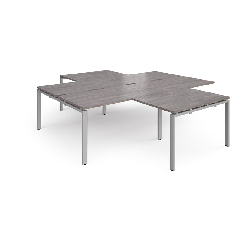 Adapt Back to Back 4 Desk Cluster With Returns - Grey Oak - NWOF