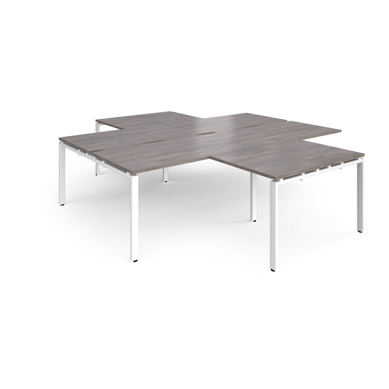 Adapt Back to Back 4 Desk Cluster With Returns - Grey Oak - NWOF