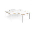 Adapt Back to Back 4 Desk Cluster With Returns - White/Oak - NWOF