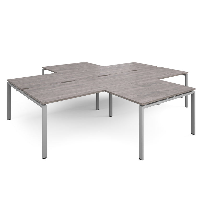 Adapt Back to Back 4 Desk Cluster With Returns - Grey Oak - NWOF