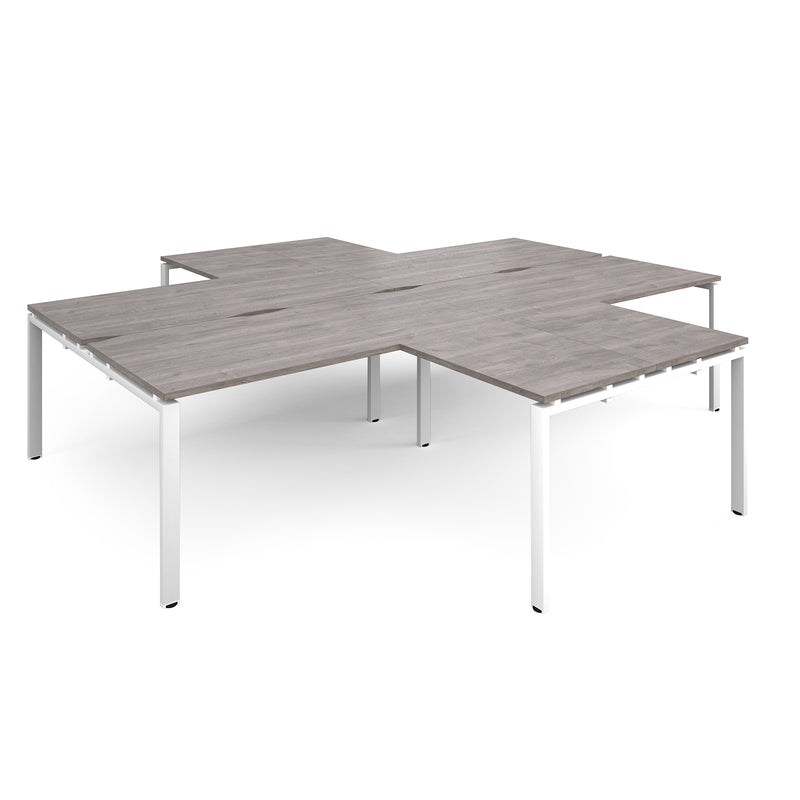 Adapt Back to Back 4 Desk Cluster With Returns - Grey Oak - NWOF