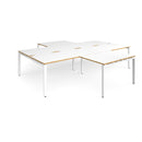 Adapt Back to Back 4 Desk Cluster With Returns - White/Oak - NWOF