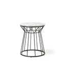 Dams Este circular side table with black wire frame and Carrara marble effect top, modern accent furniture.