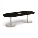 Eternal Radial End Boardroom Table With Central Cut-Out 2400mm x 1000mm - Black - NWOF